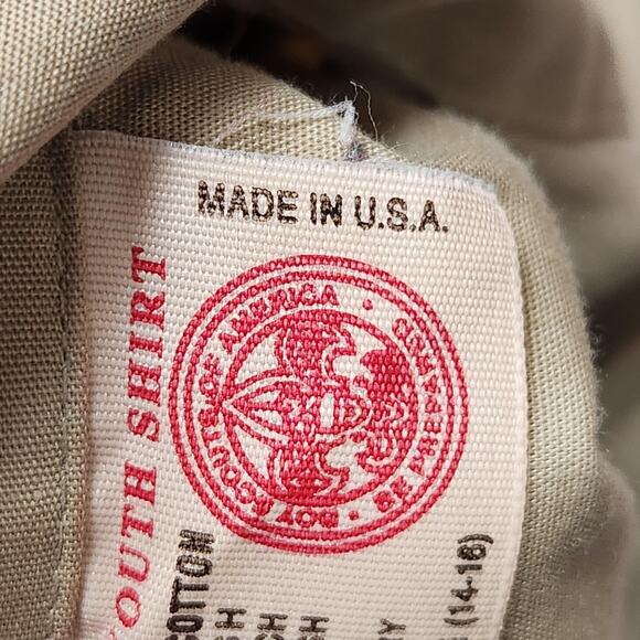 Boy Scouts of America Shirt Youth Large Tan Uniform Patches BSA Made in USA - Picture 9 of 9